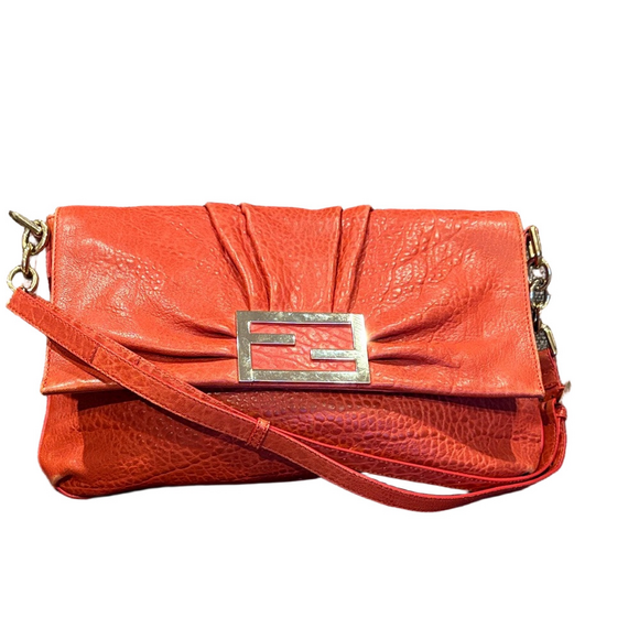Fendi Handbags - Fendi Mia Flap Shoulder Bag- Red Leather